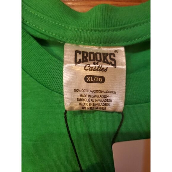 Crooks & Castles T-shirt Men's Size XL Green Logo Short Sleeves Streetwear NWT - Picture 3 of 8